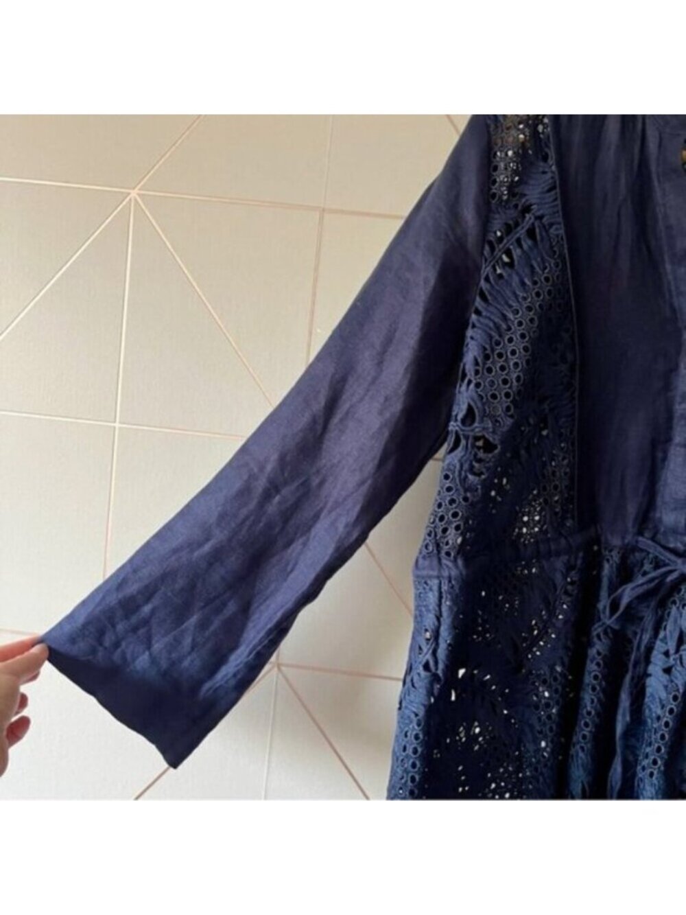 Zara Linen Eyelet Lace Tunic Dress - Picture 8 of 10